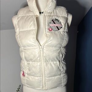 White Puffer Vest with Logo